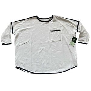 Tuckernuck Tnuck White Navy 3/4 Sleeve Shirt Top Cotton NWT Women’s XS/S S145347